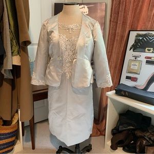 NWT JJ’s House Ivory Lace Dress with Matching Jacket — Size 10